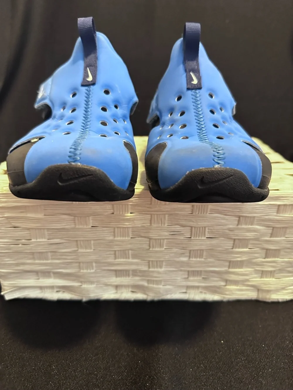 Nike Toddler Boy’s Blue and Black Slip-On Sport Sandals Sz. 11 Adjustable Straps